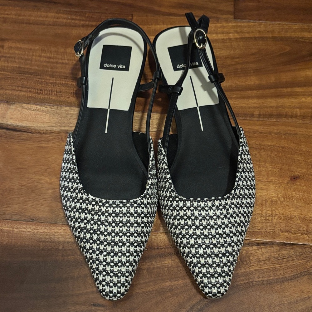 Dolce Vita Houndstooth Flats with Black Accents
